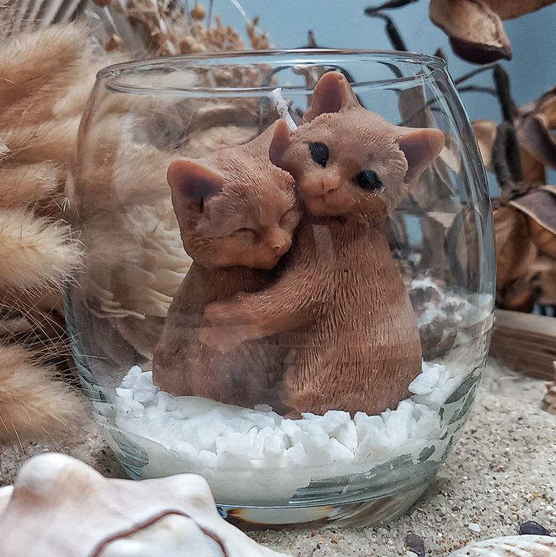 bougie deco chat beige