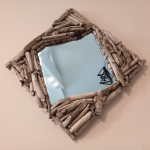miroir en bois flotté losange